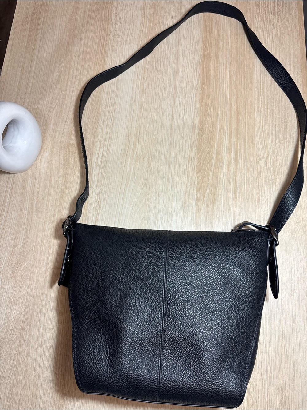 Coach Black Pebbled Leather Crossbody Bag with Silver Logo - Picture 9 of 15